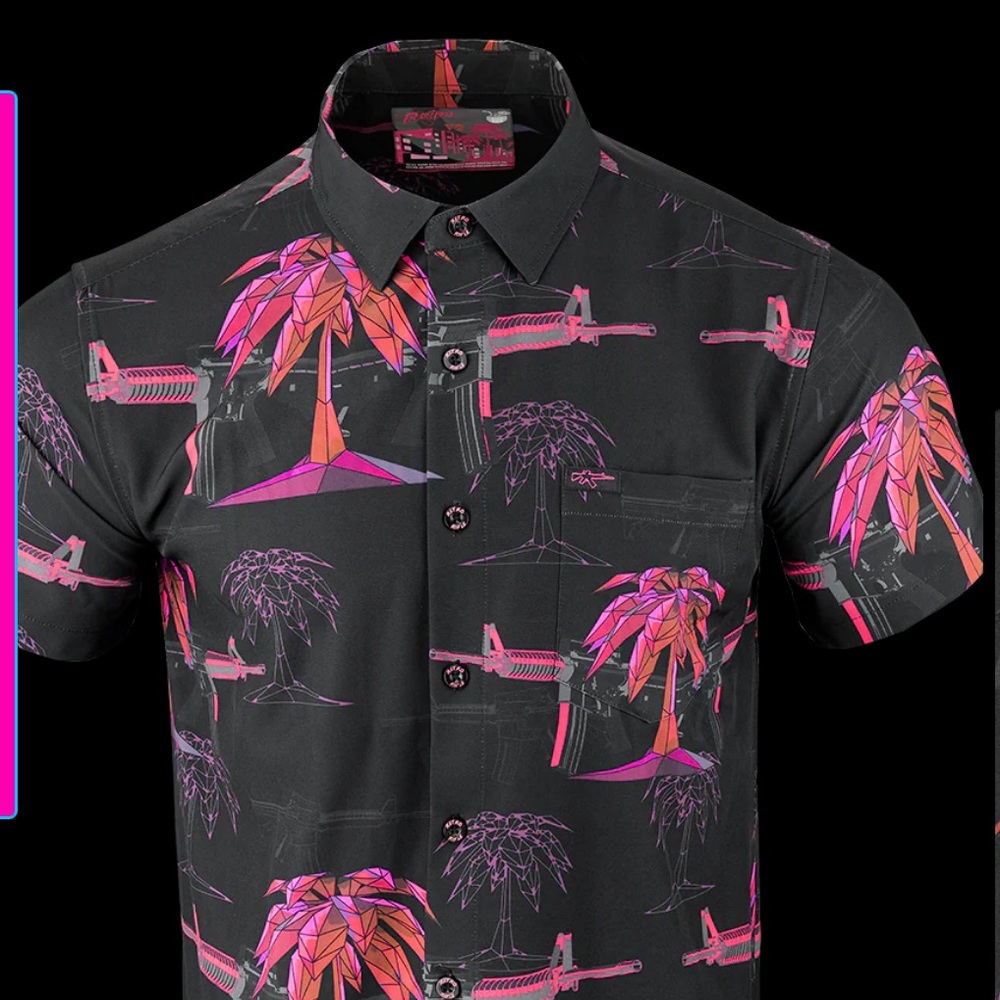 Retro Rifle Palm‎ V2 Black Button Down XL New With Tags